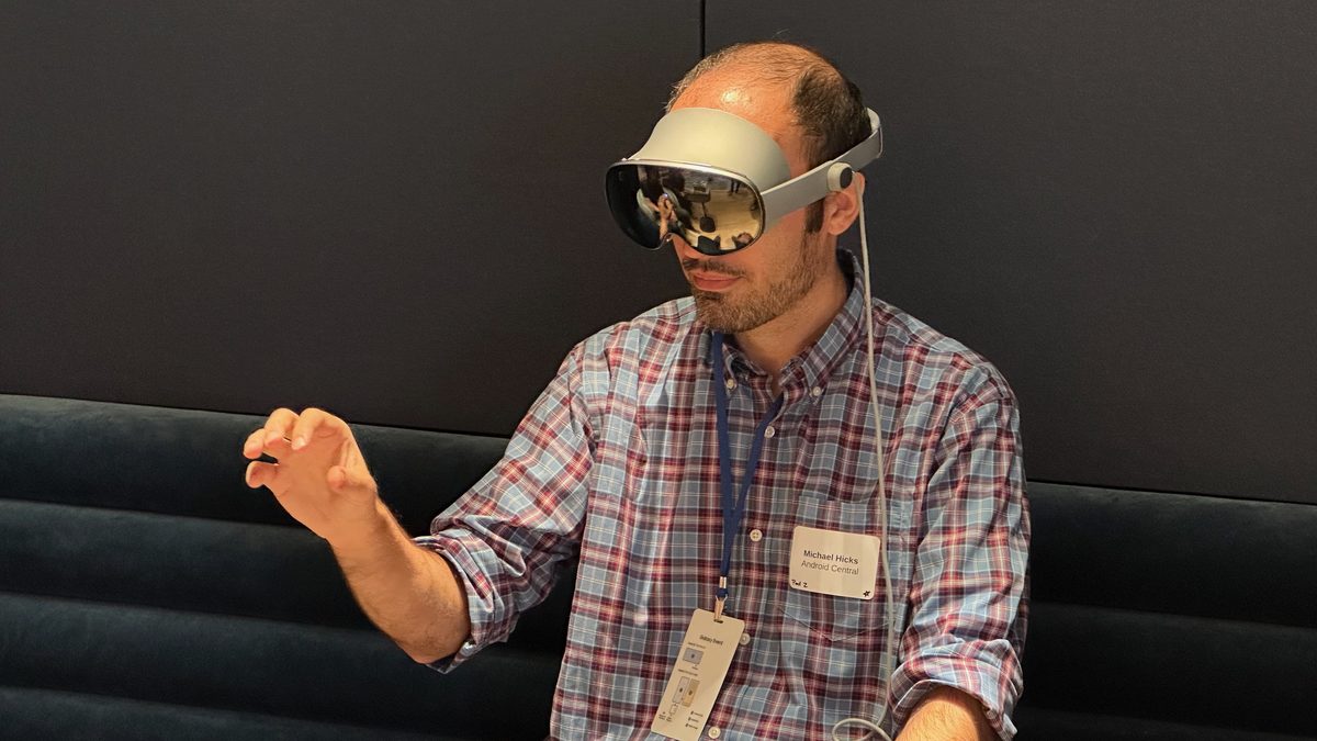 Samsung Galaxy XR headset being worn